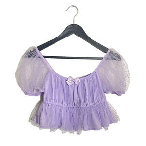 Dolls Kill Sugar Thrillz S Babydoll Top Lavender Mesh Empire Fairy Cottagecore